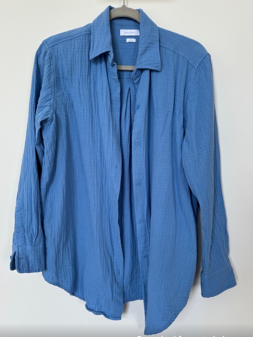 Aritzia Little Moon Blue Cotton Gauze Long-Sleeve Button-Down Shirt